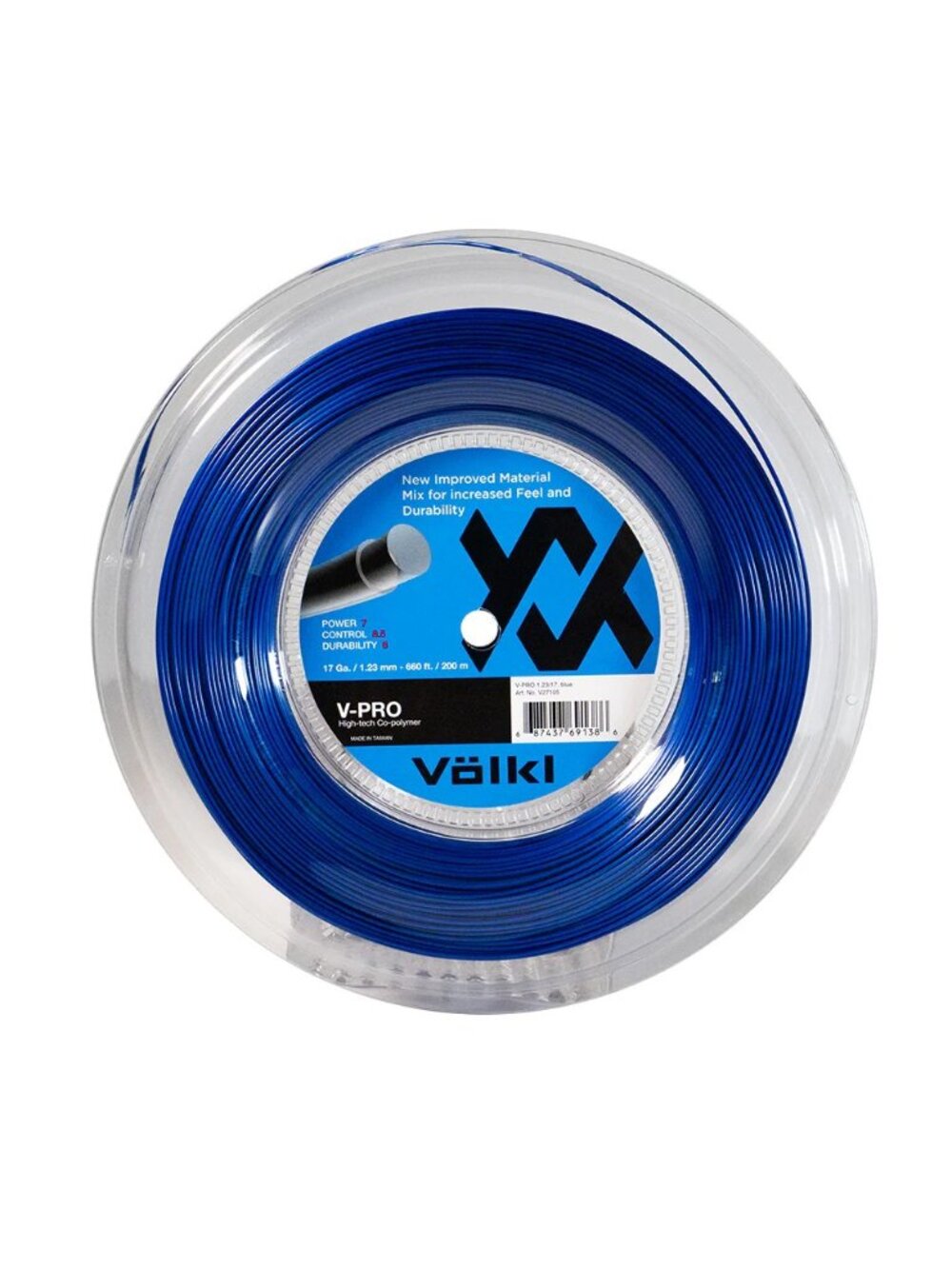 VOLKL V-Pro Tennis Strings Reel 660 Ft. 200 M. Polyester 17 Gauge 1.23 mm Blue